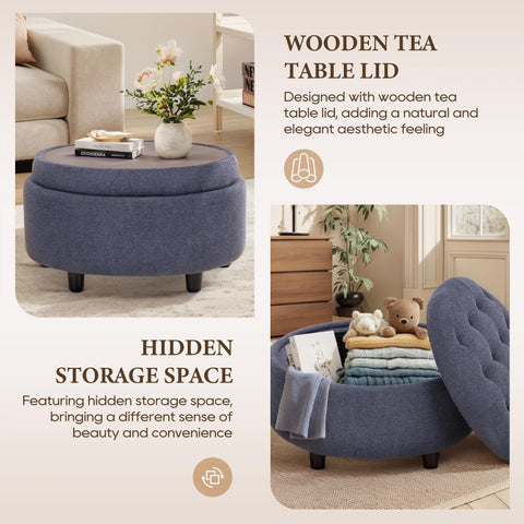 COLAMY hidden storage compartment open with blankets nearby