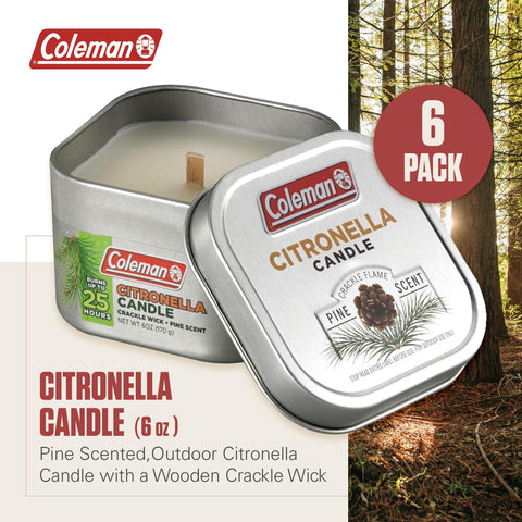 Coleman wooden crackle wick in action delivering cozy campfire ambiance outdoors.