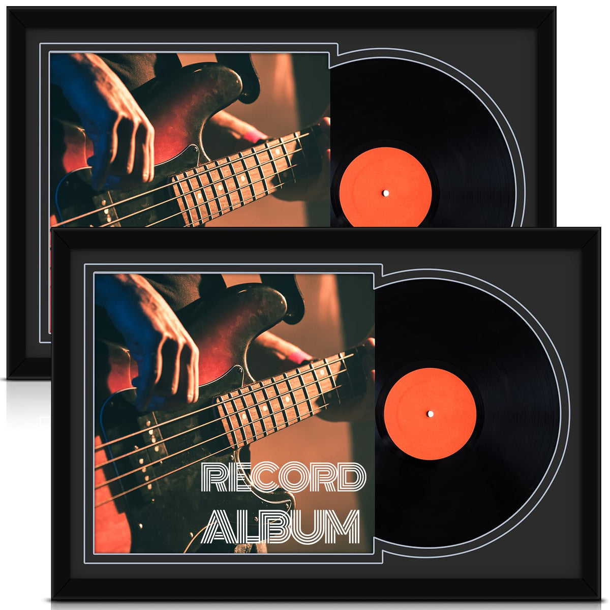 Colingmill 2 piece vinyl record display frames with double grooves for secure shelving