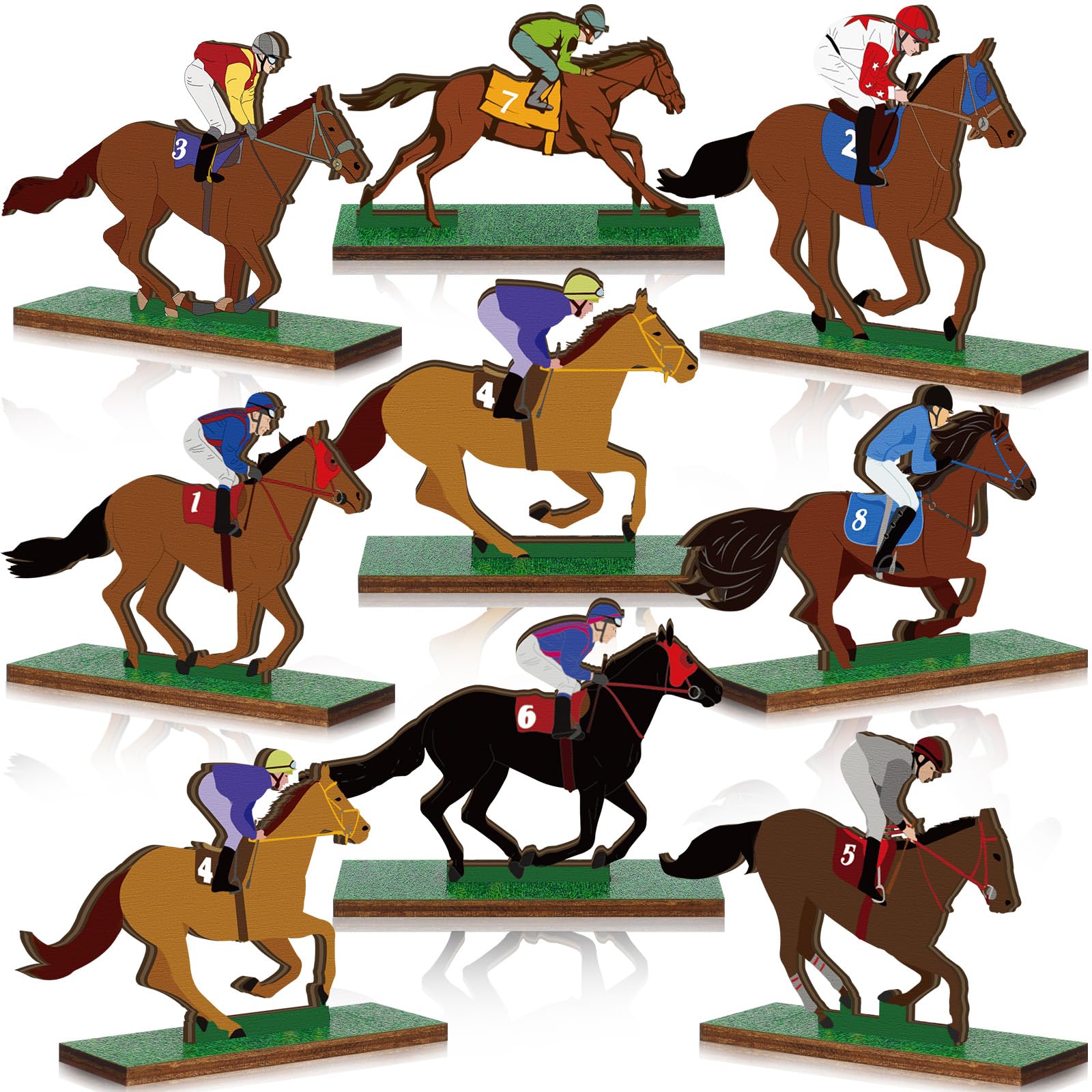 Colingmill Derby horse centerpiece collection adds colorful charm to party tables.