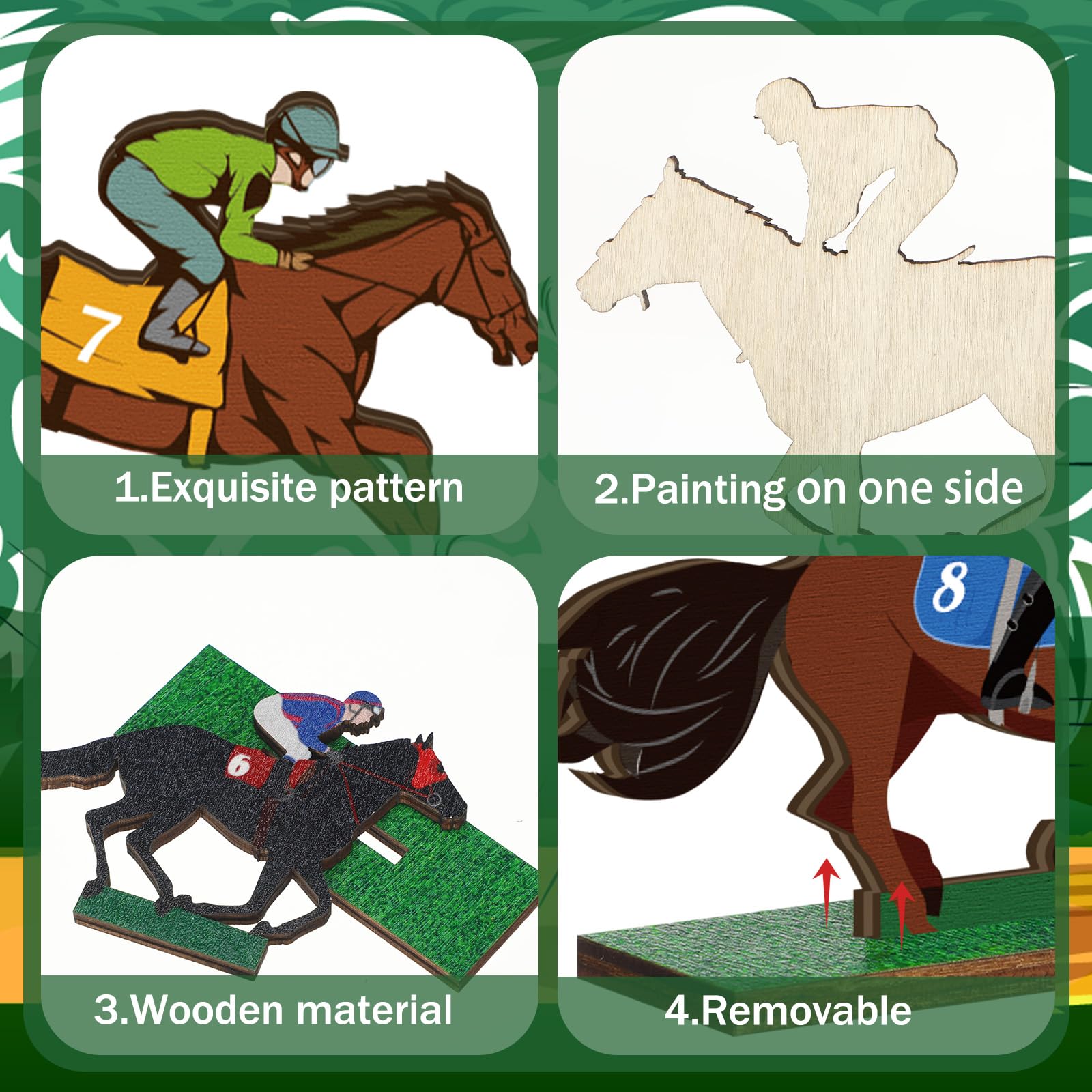 Colingmill derby horse racing signs brighten tables with varied color palette.