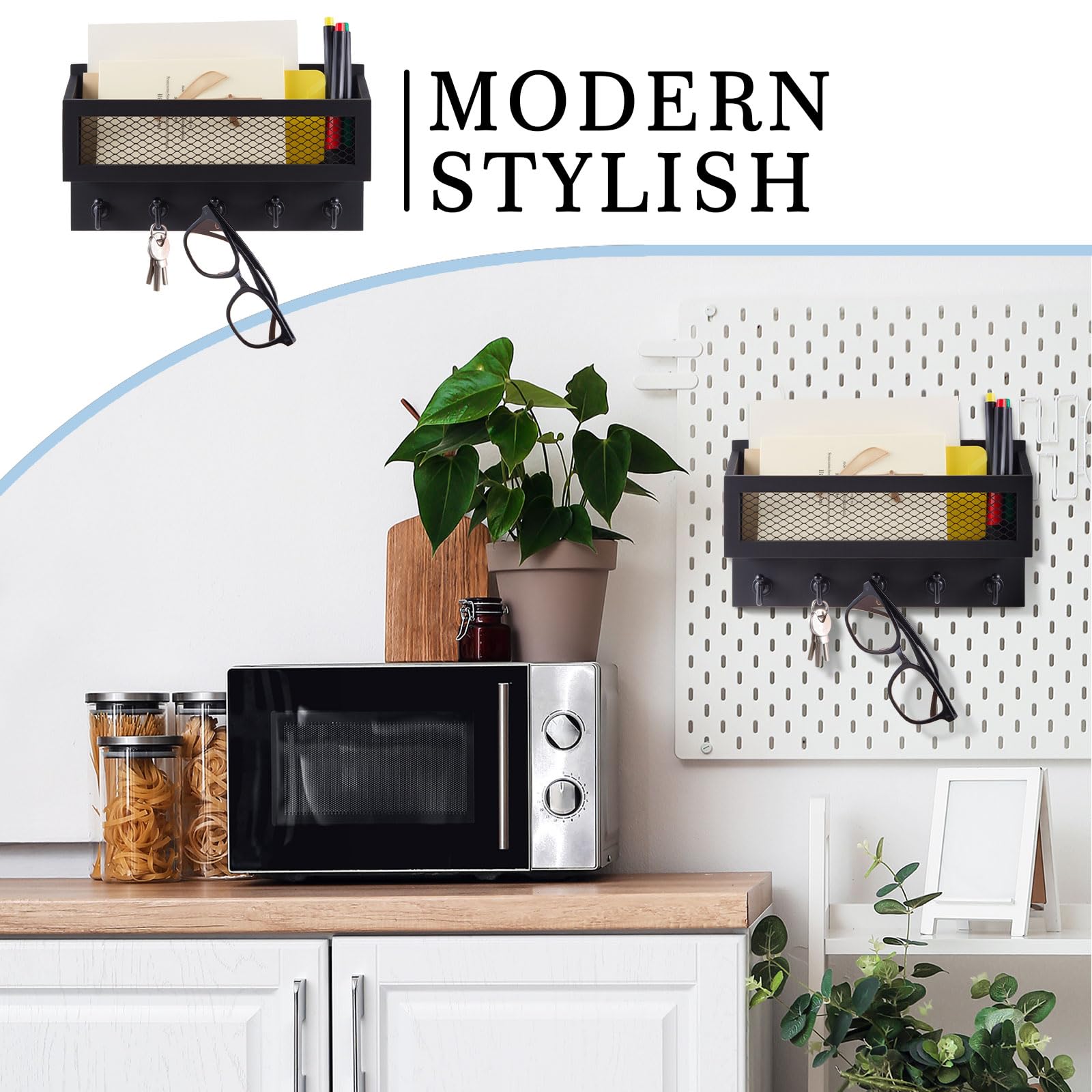 Colingmill five-hook organizer holds keys, mail, and accessories.