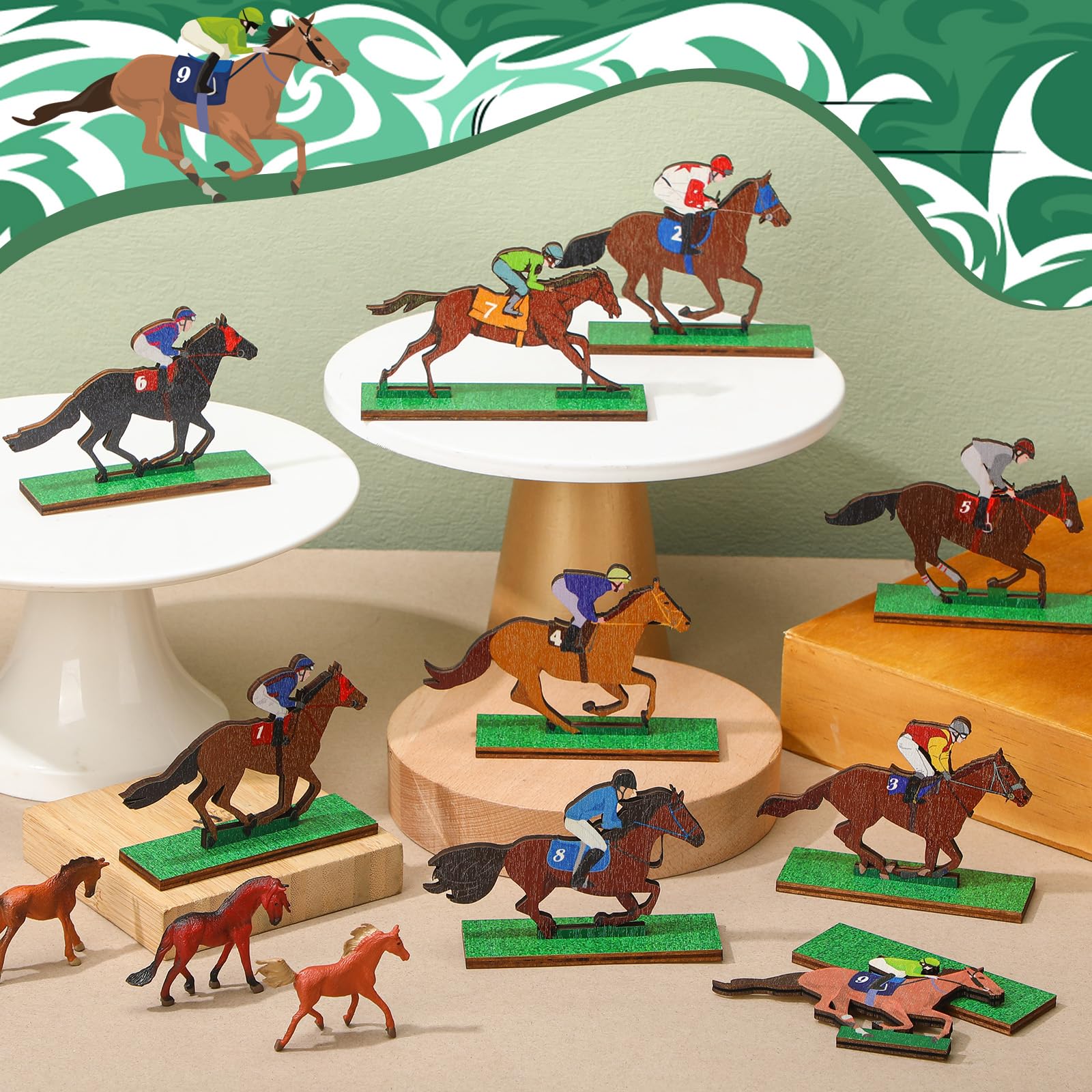 Colingmill horse racing theme signs create focal points on tabletops.