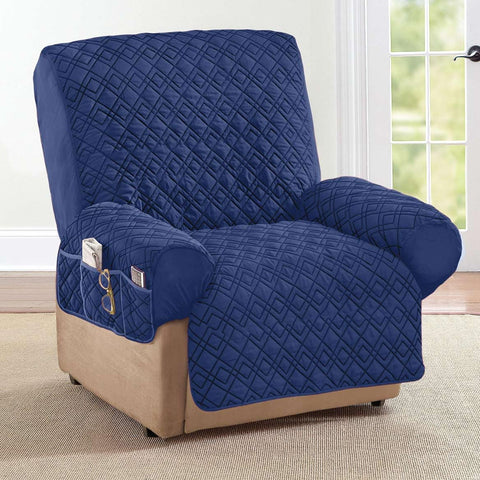 Collections Etc recliner cover uses elastic straps for secure, in-place fit.
