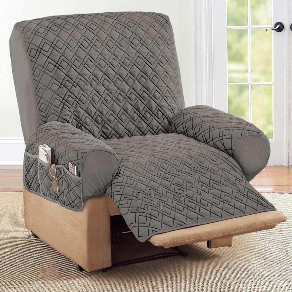 Collections Etc recliner cover with side pockets for remotes and magazines