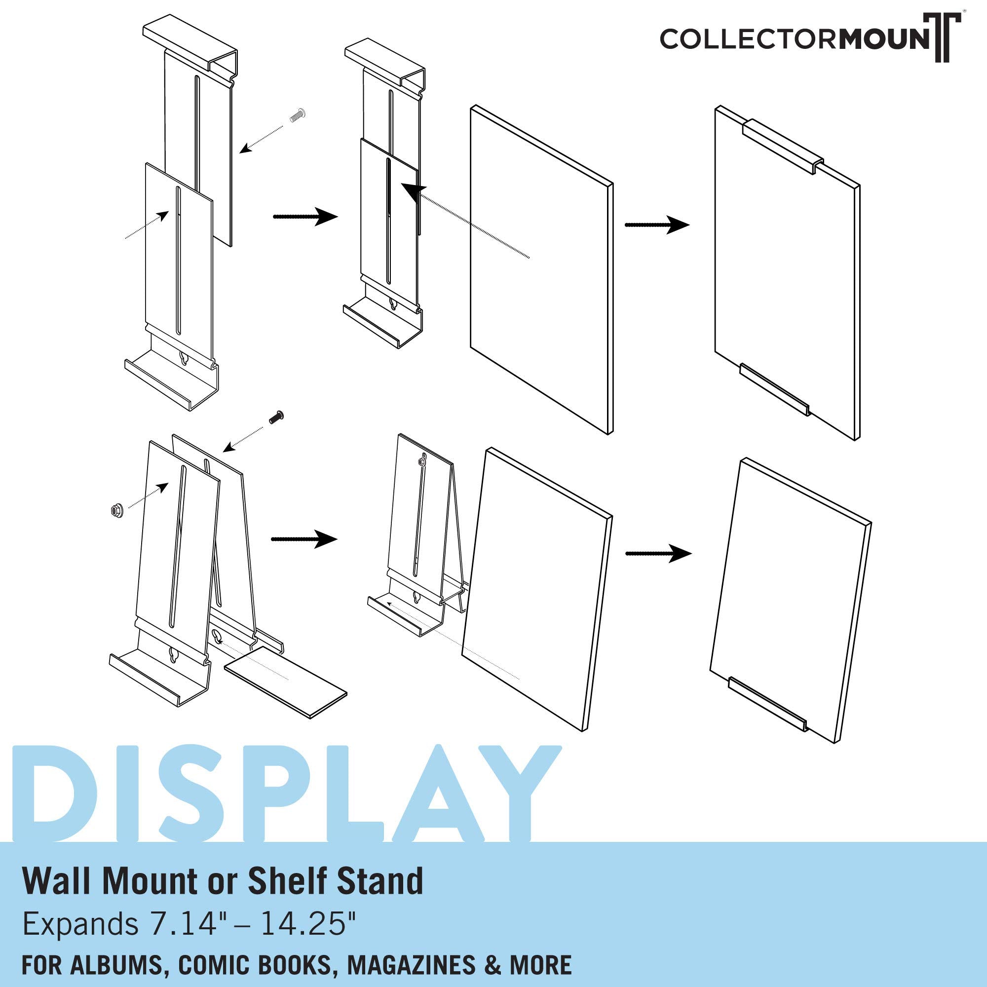 CollectorMount transparent panel creates an invisible shelf effect for comics