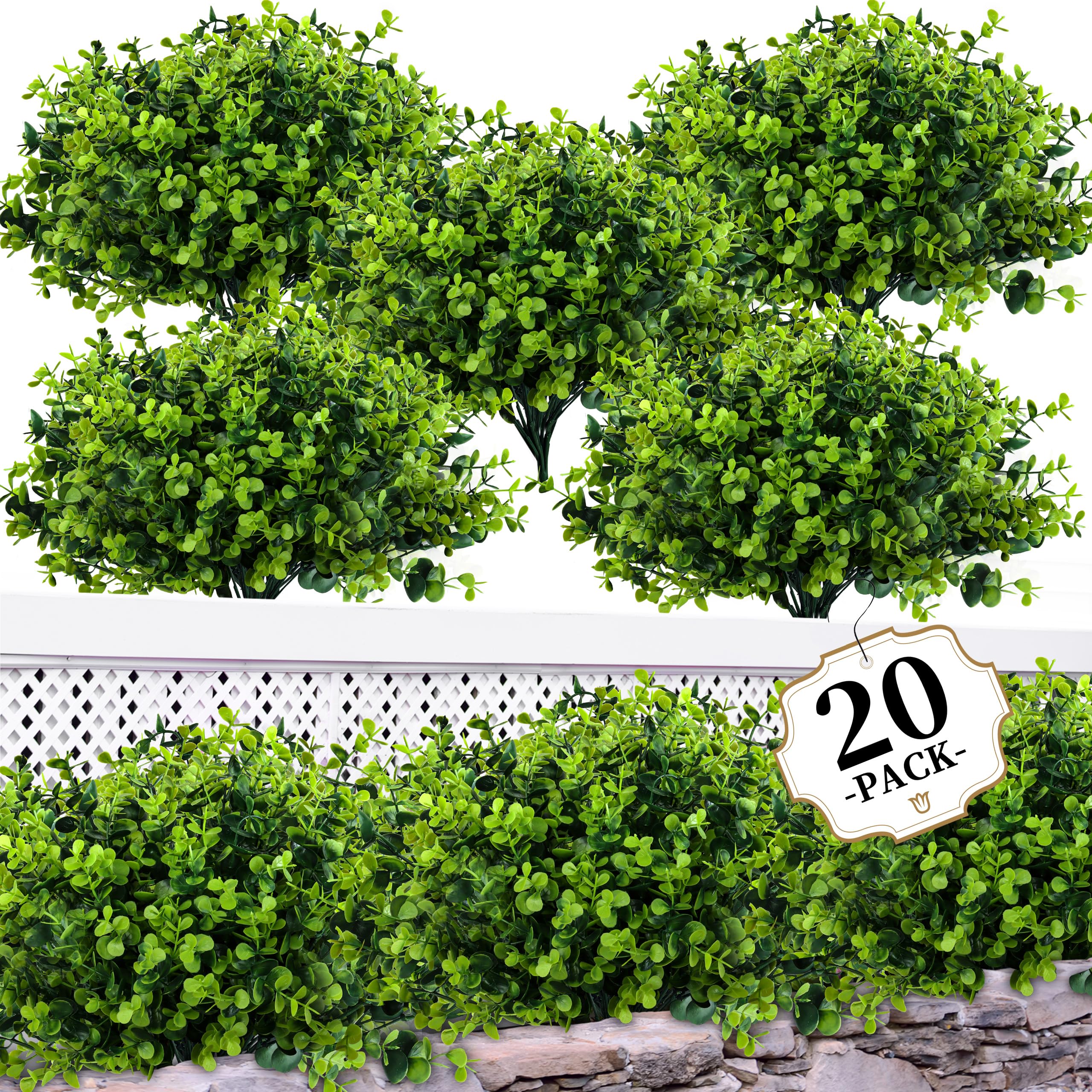 ColoPlay 20 bundles boxwood leaves close-up for lifelike home decor