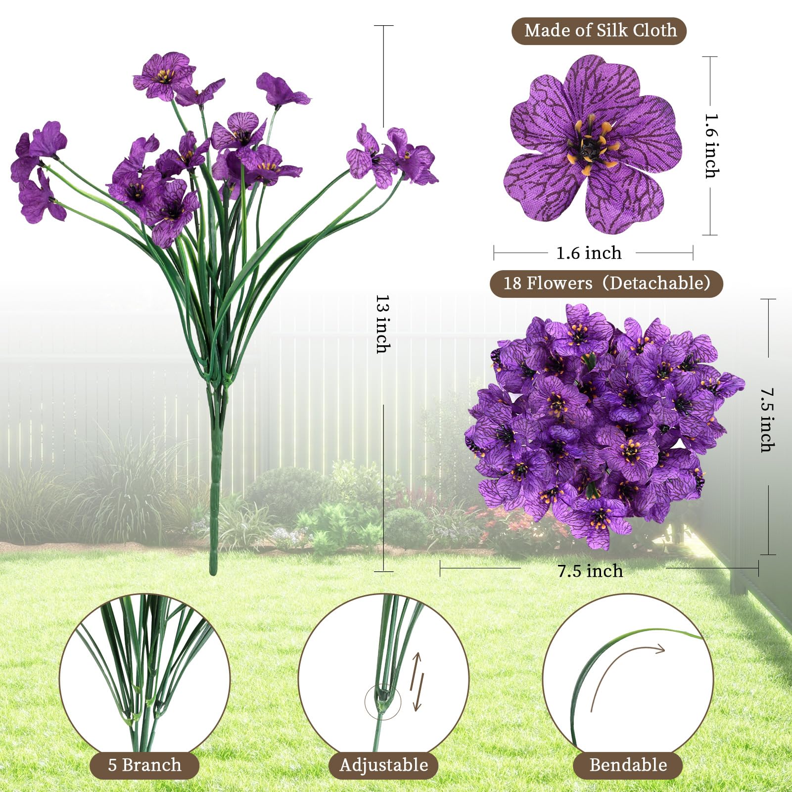ColoPlay artificial flowers close-up shows 18 heads and lifelike texture.