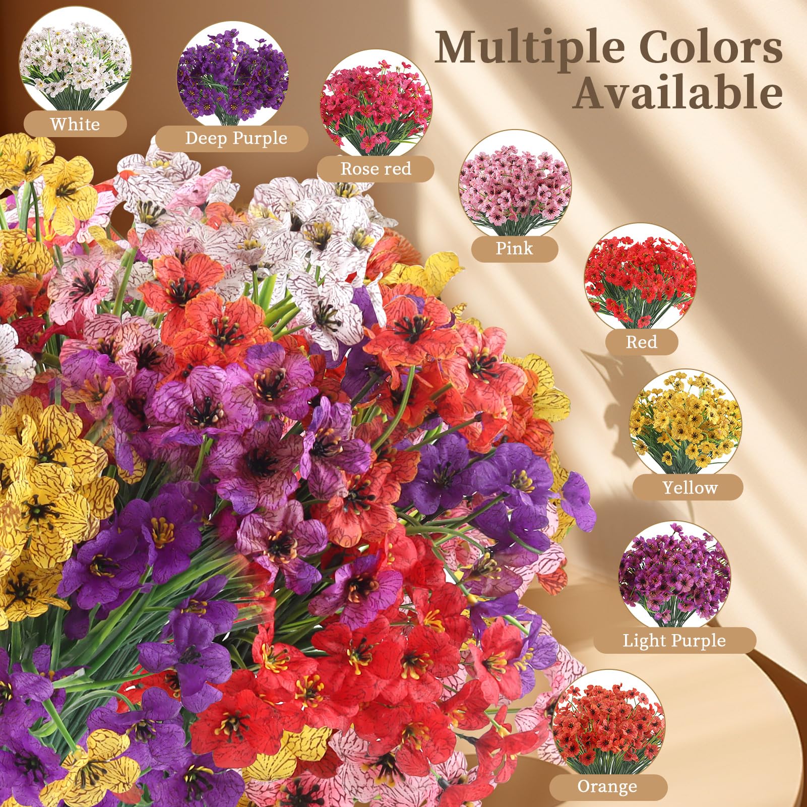 ColoPlay fade-resistant UV artificial flowers stay vivid in sun and rain.