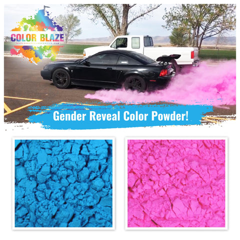 Color Blaze blue powder bag in discreet black-out packaging for boy reveal moments.