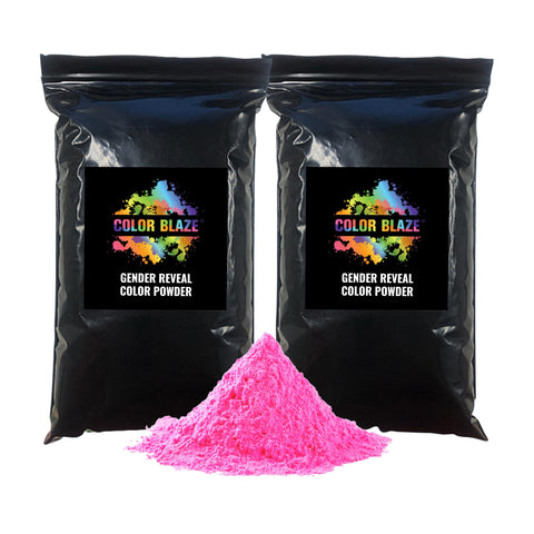 Color Blaze black-out pink powder bags for discreet gender reveal packaging