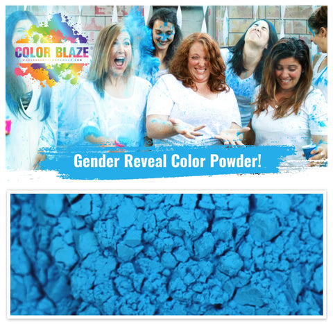 Color Blaze blue reveal powder burst enhances party moments in photos