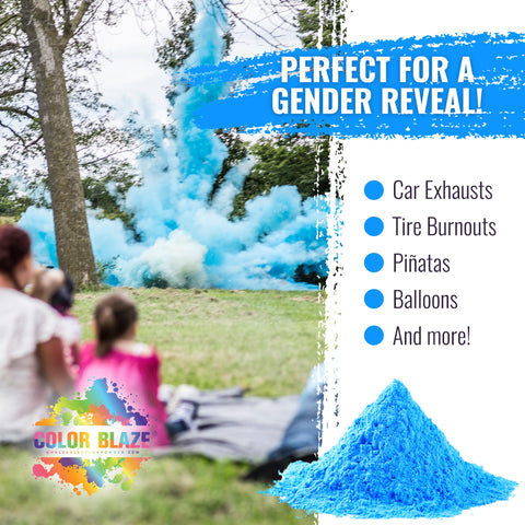 Color Blaze Blue backyard party powder adding playful blue bursts.