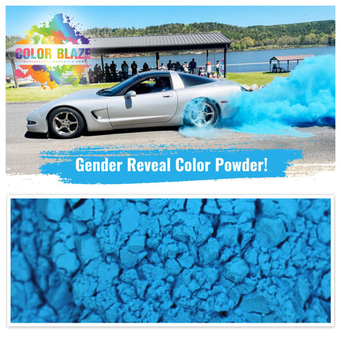 Color Blaze blue powder burst for dramatic gender reveal moment.