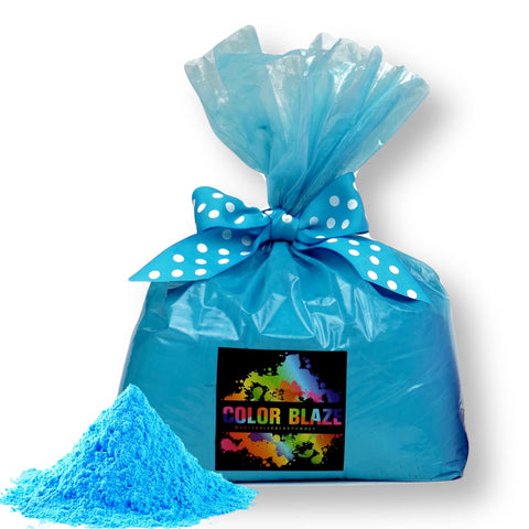 Color Blaze Blue powder bag ready for bulk events with vibrant color.
