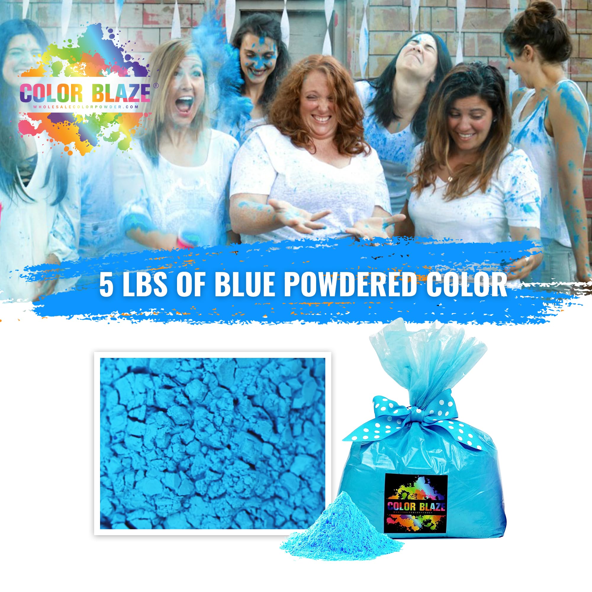 Color Blaze Blue rangoli design powder creating intricate blue patterns.