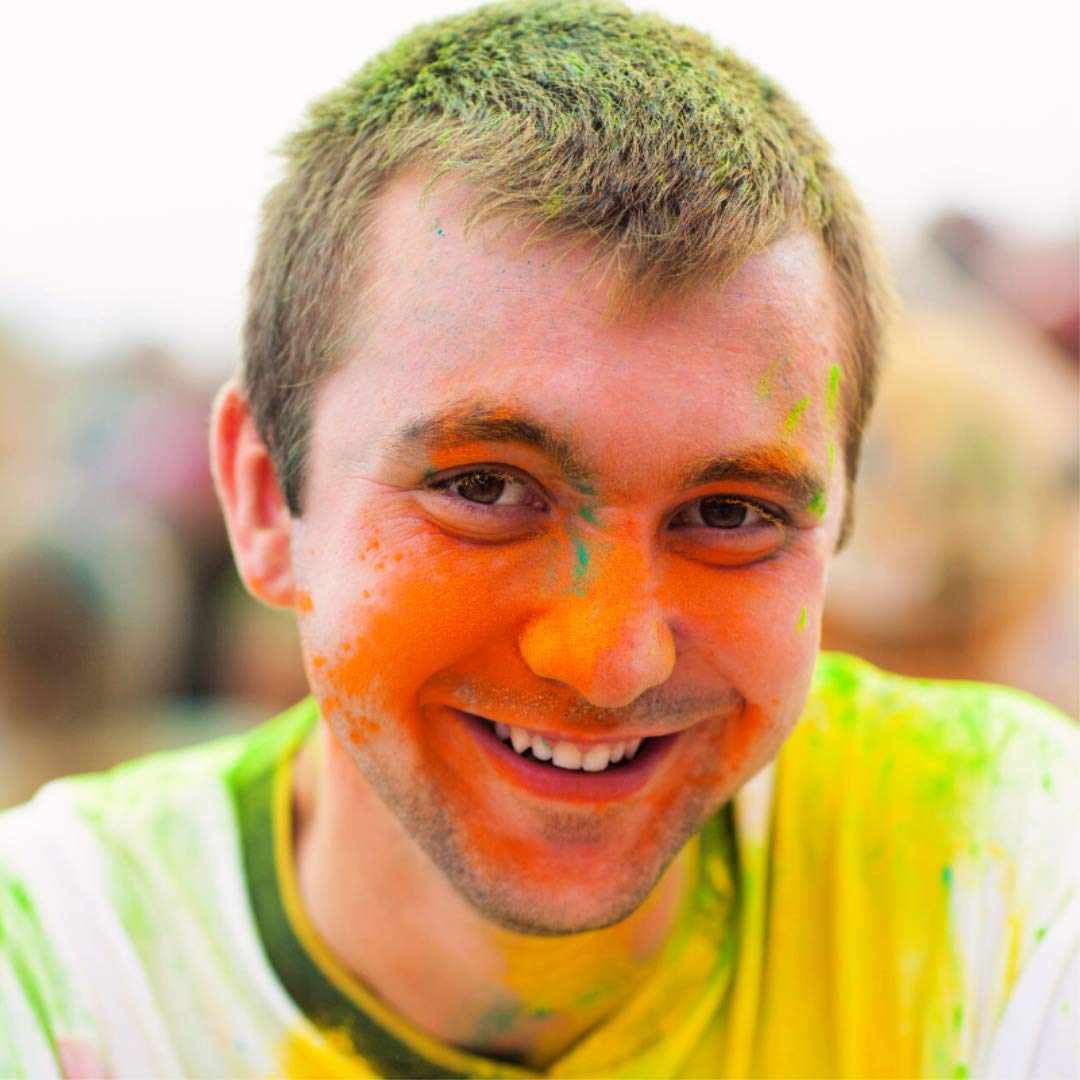 Color Blaze finish line photo with colorful powder clouds