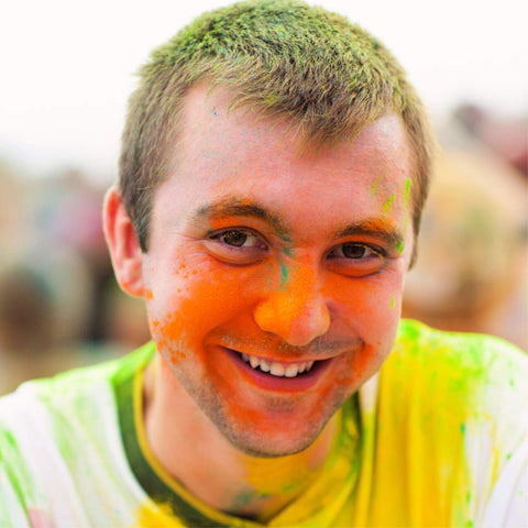 Color Blaze finish line photo with colorful powder clouds