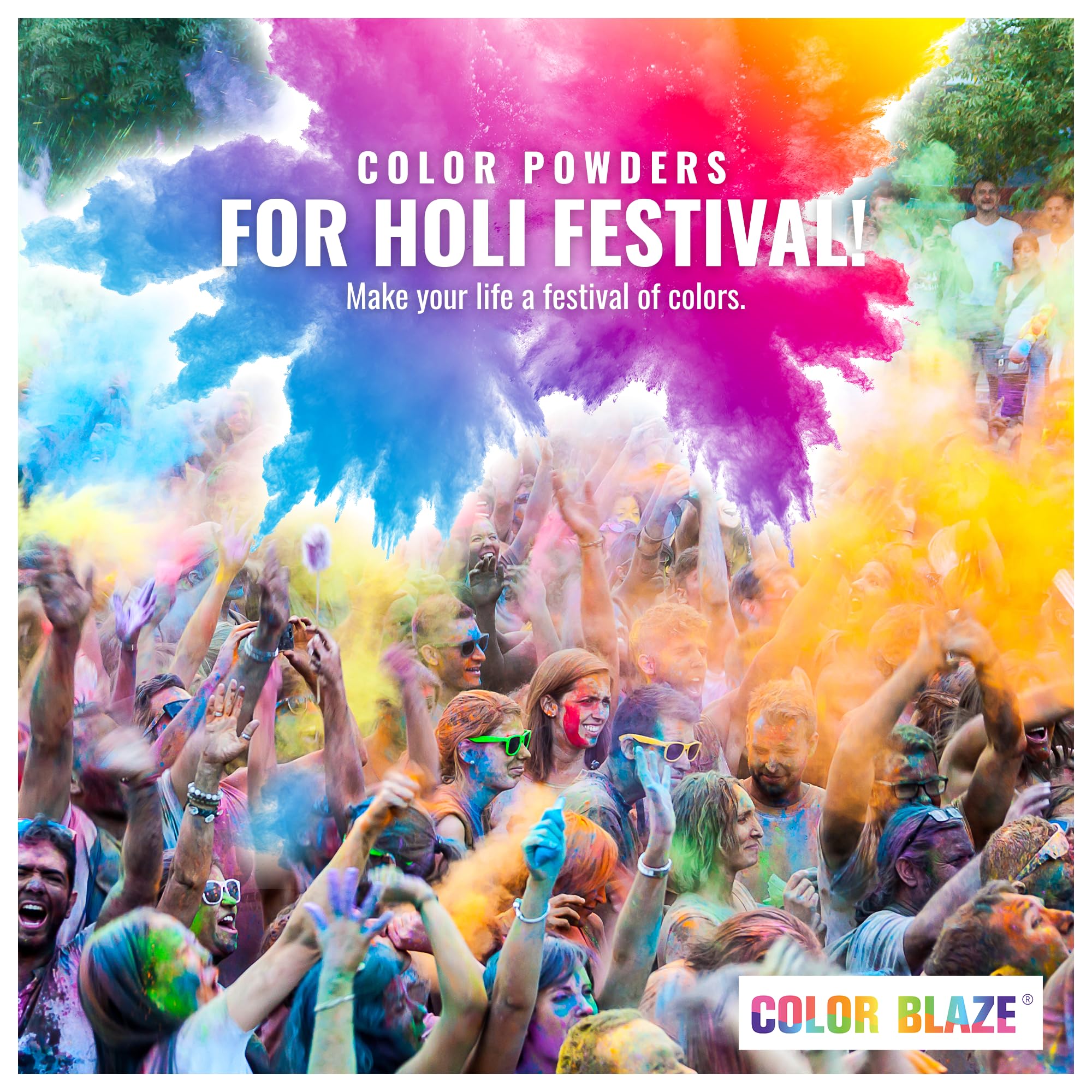 Color Blaze green Holi powder adds vibrant color battles and group activities.