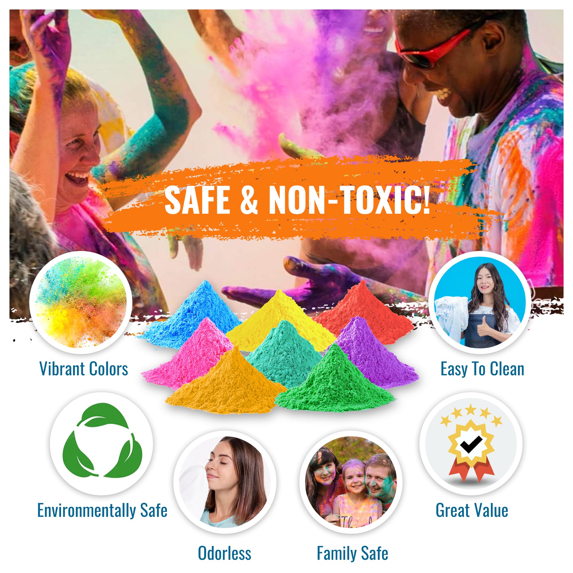 Color Blaze orange Holi powder sparks lively color runs and celebrations.