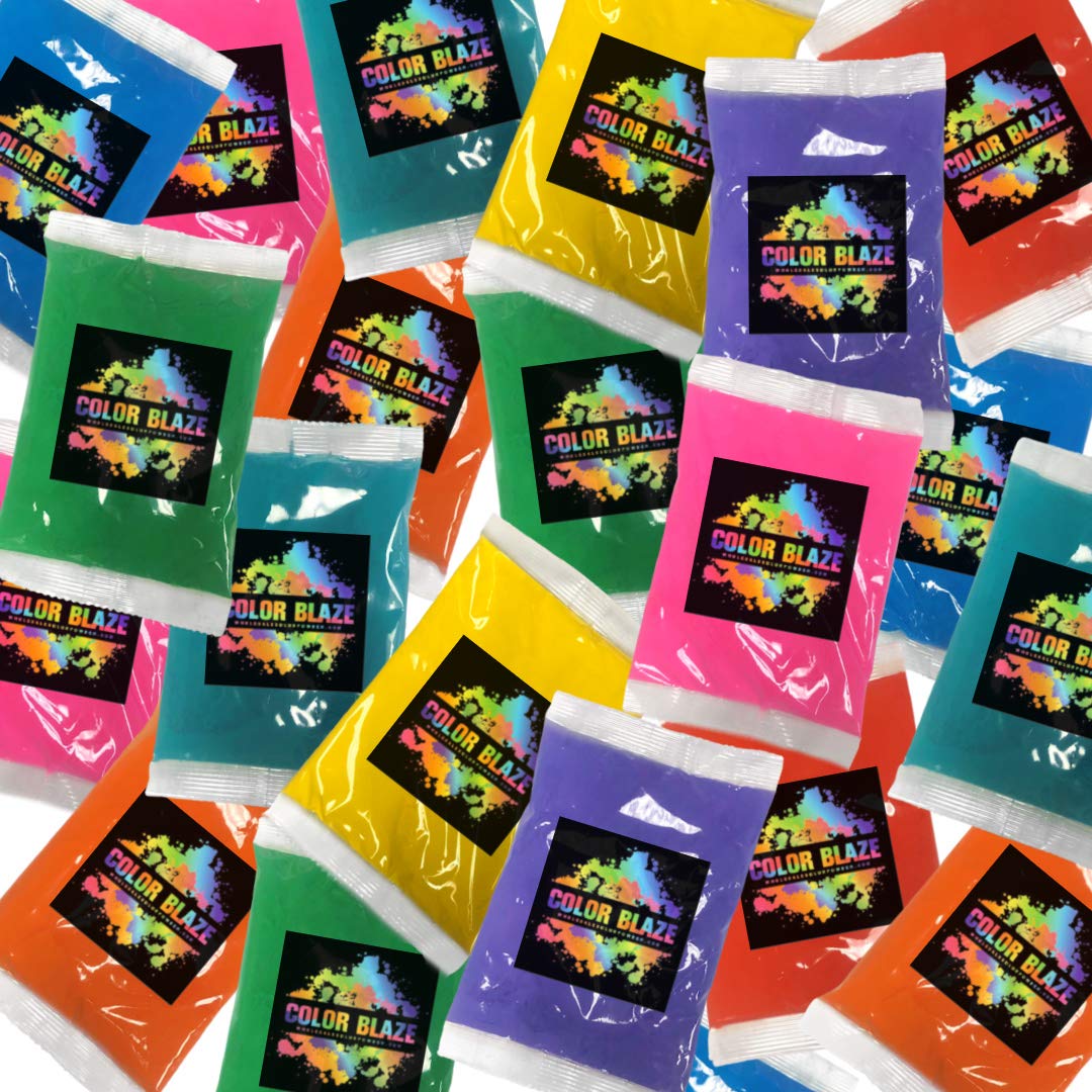 Color Blaze pink powder packets for vibrant festival fun outdoors