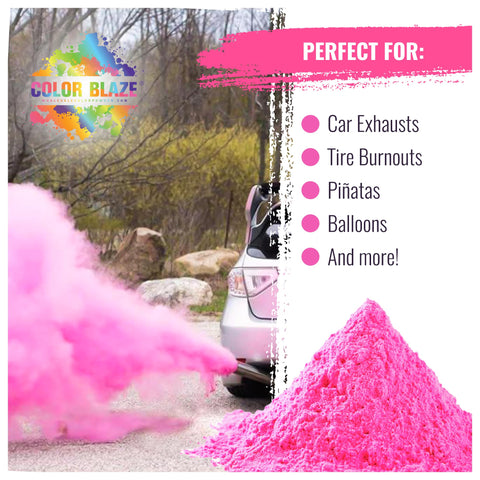 Color Blaze pink powder adds festive ambiance at parties and festivals.