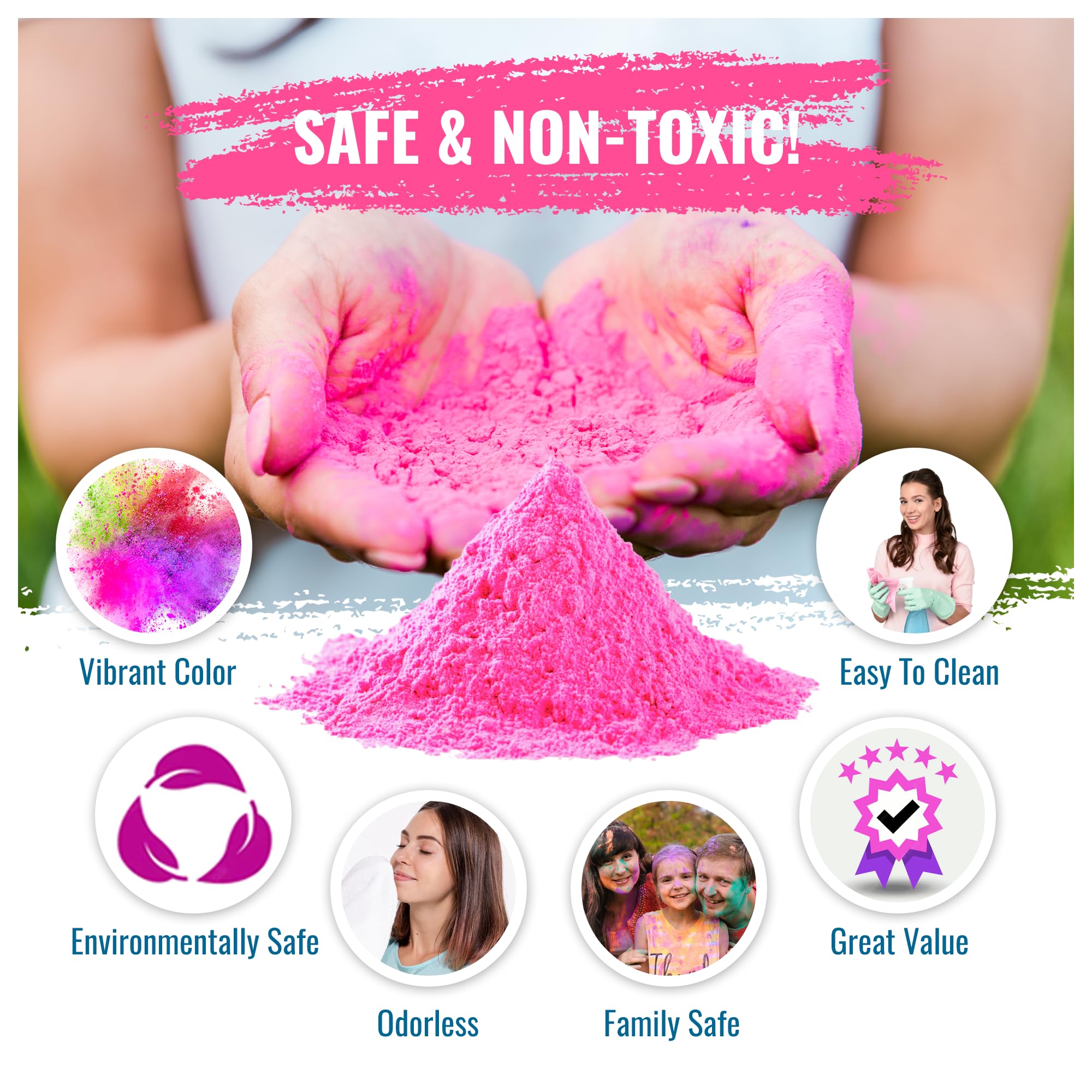 Color Blaze Pink Rangoli powder adds bold decorative color.