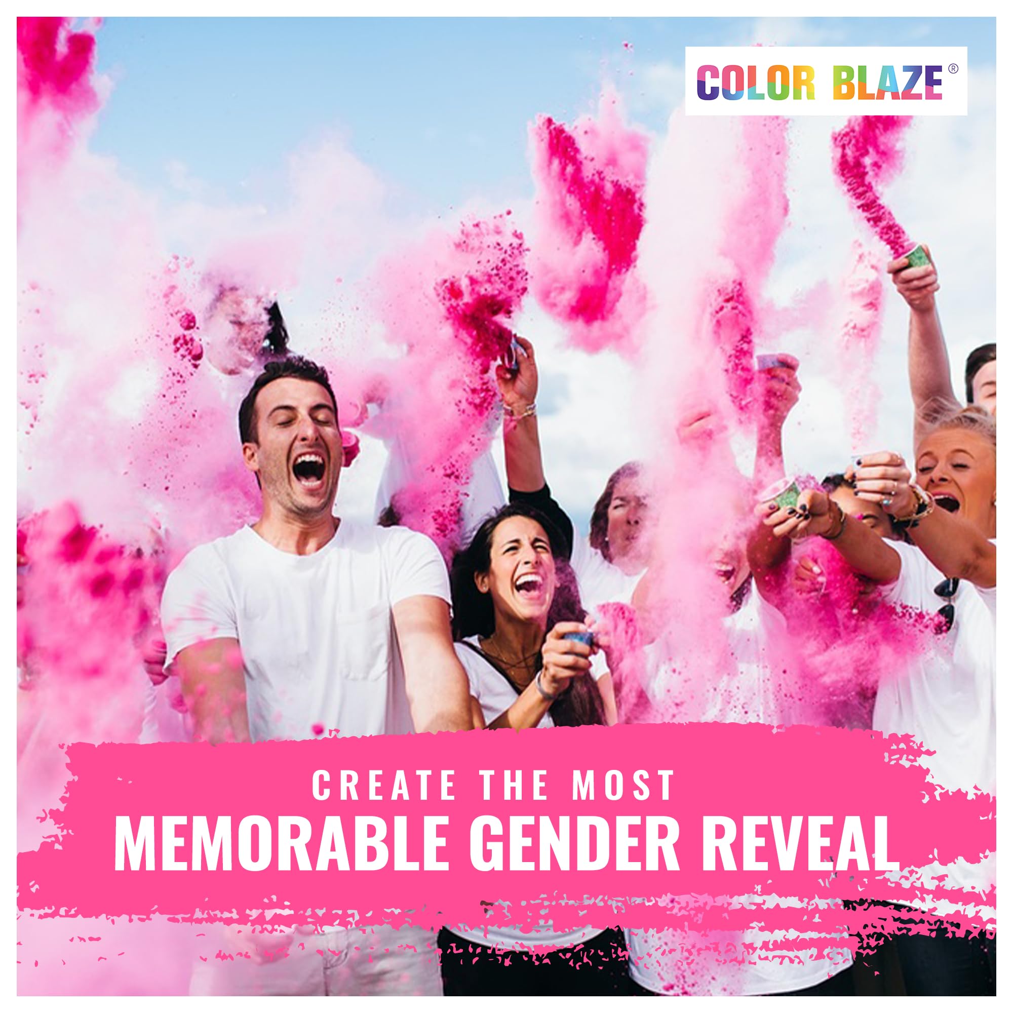 Color Blaze pink powder washes out from fabrics for easy cleanup.