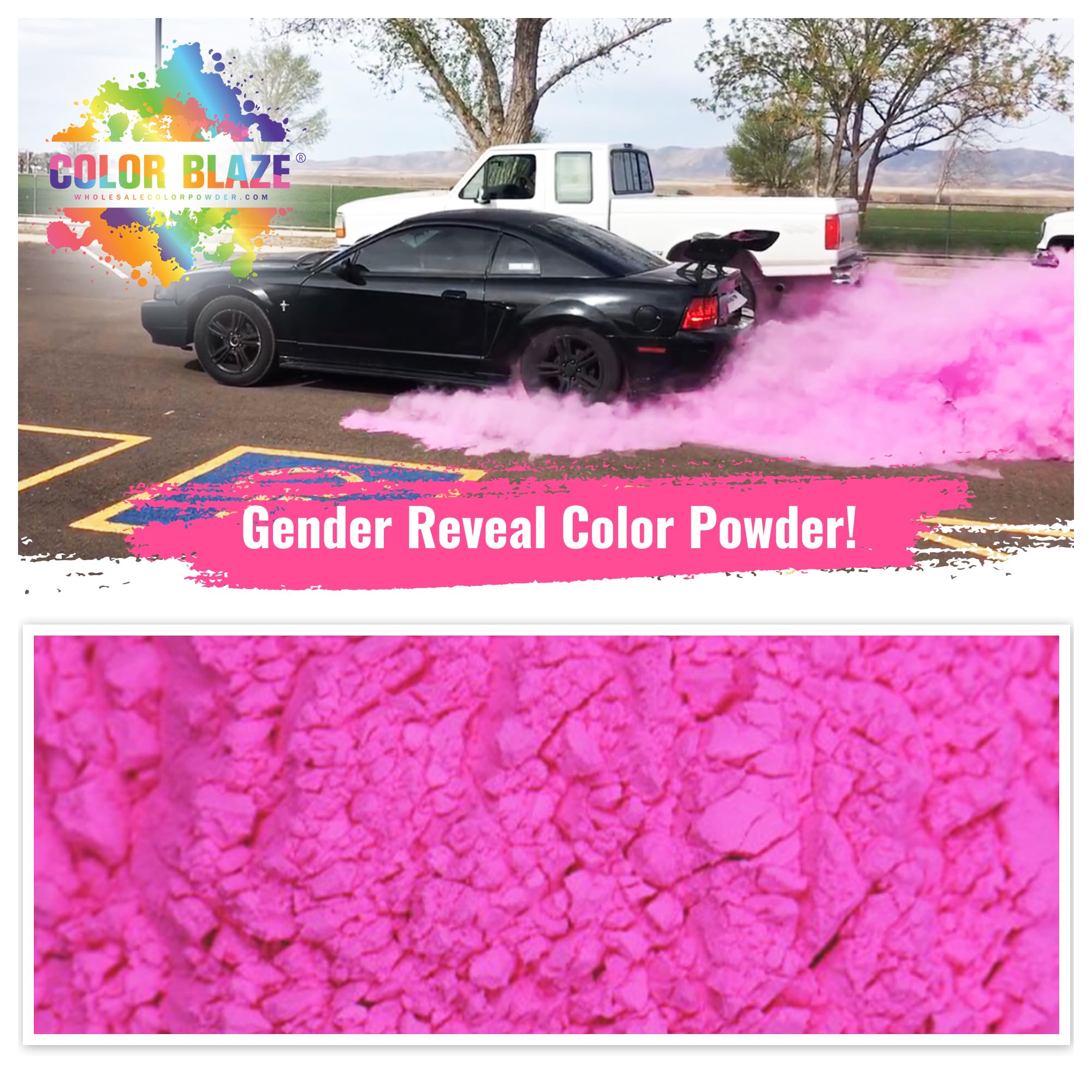 Color Blaze vivid pink powder burst for dramatic photo shoots