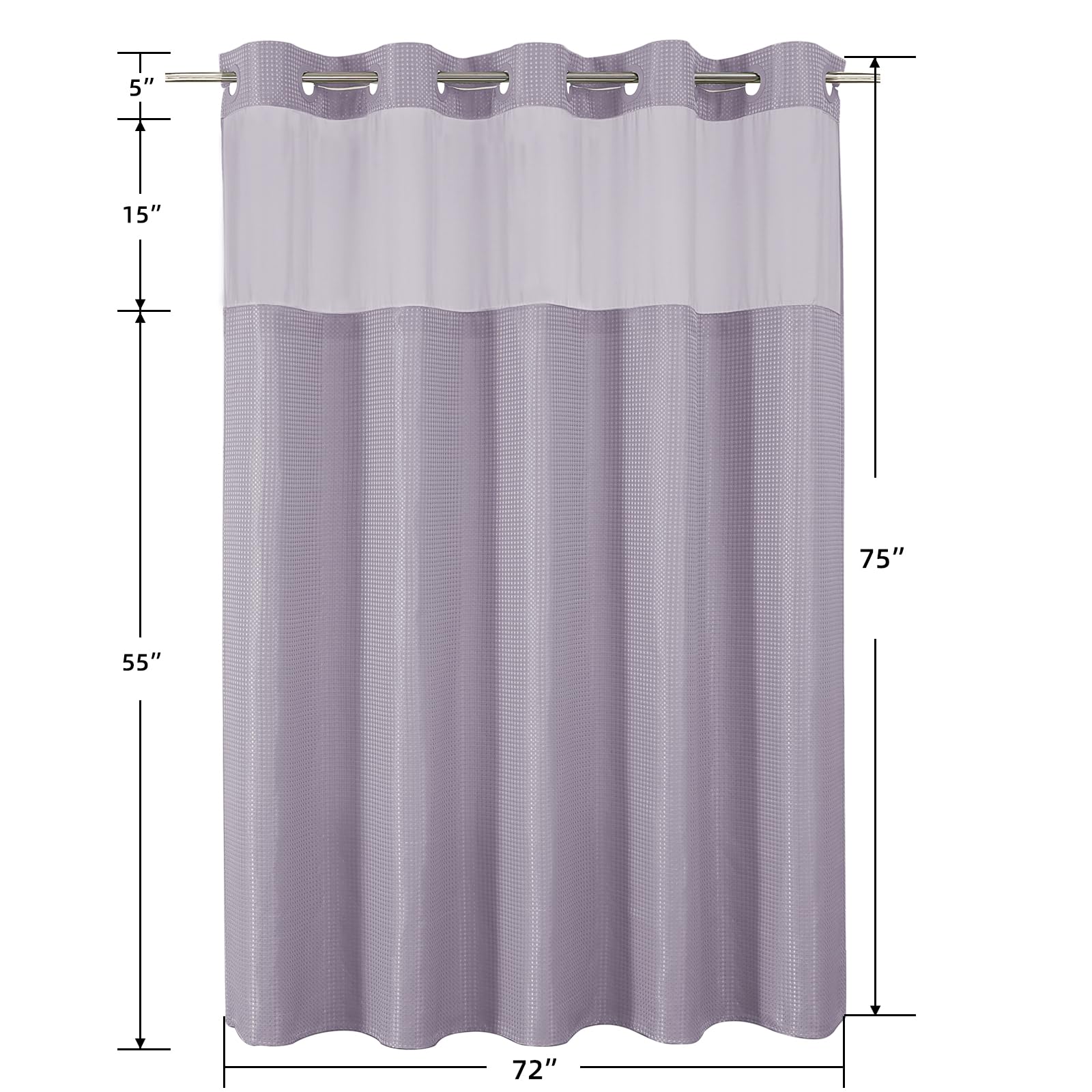 Colorful Star 72x75-inch curtain fits standard showers with roomy coverage.