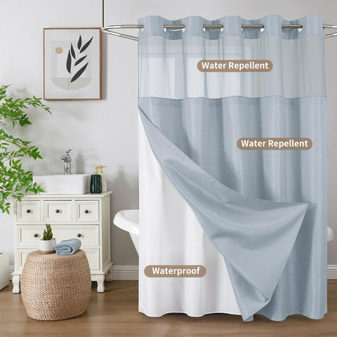 Colorful Star fog blue 72 x 75 inch curtain fits standard showers