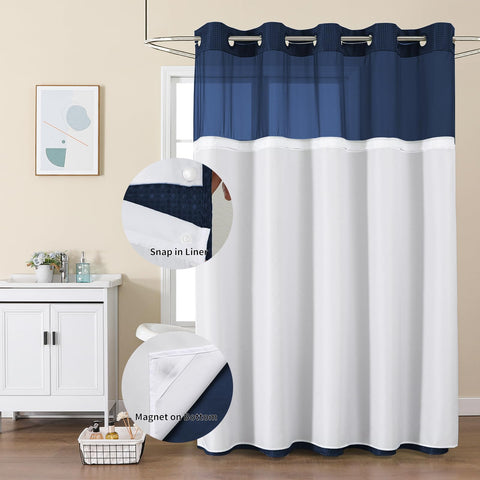 Colorful Star no-hook shower curtain mesh window for privacy with light.