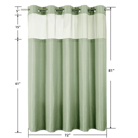 Colorful Star sage-green curtain close-up showing durable stitching.
