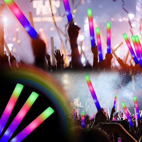 ColorHome glow sticks with three modes showing dynamic lighting effects for events