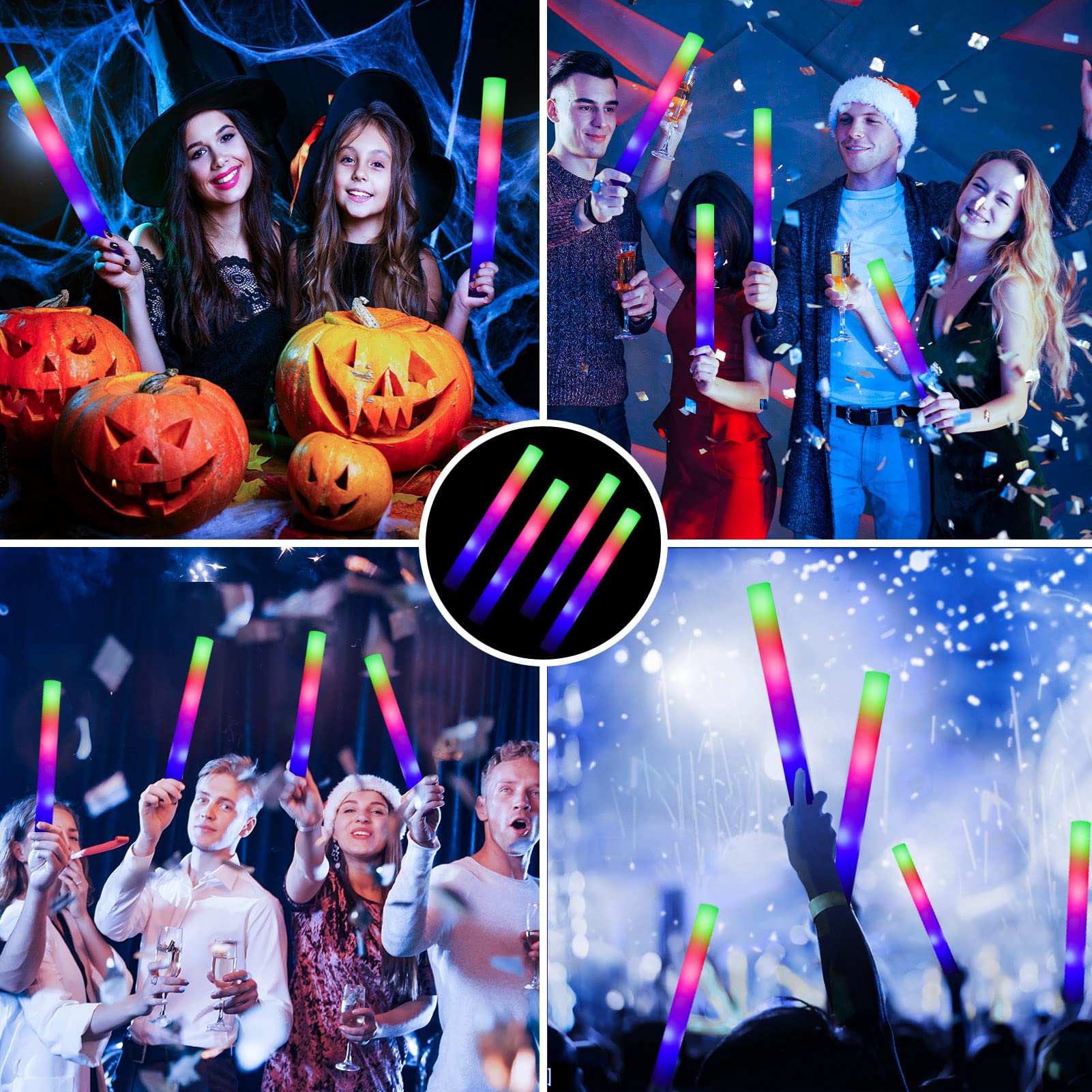 ColorHome foam glow sticks with replaceable batteries for long-lasting use