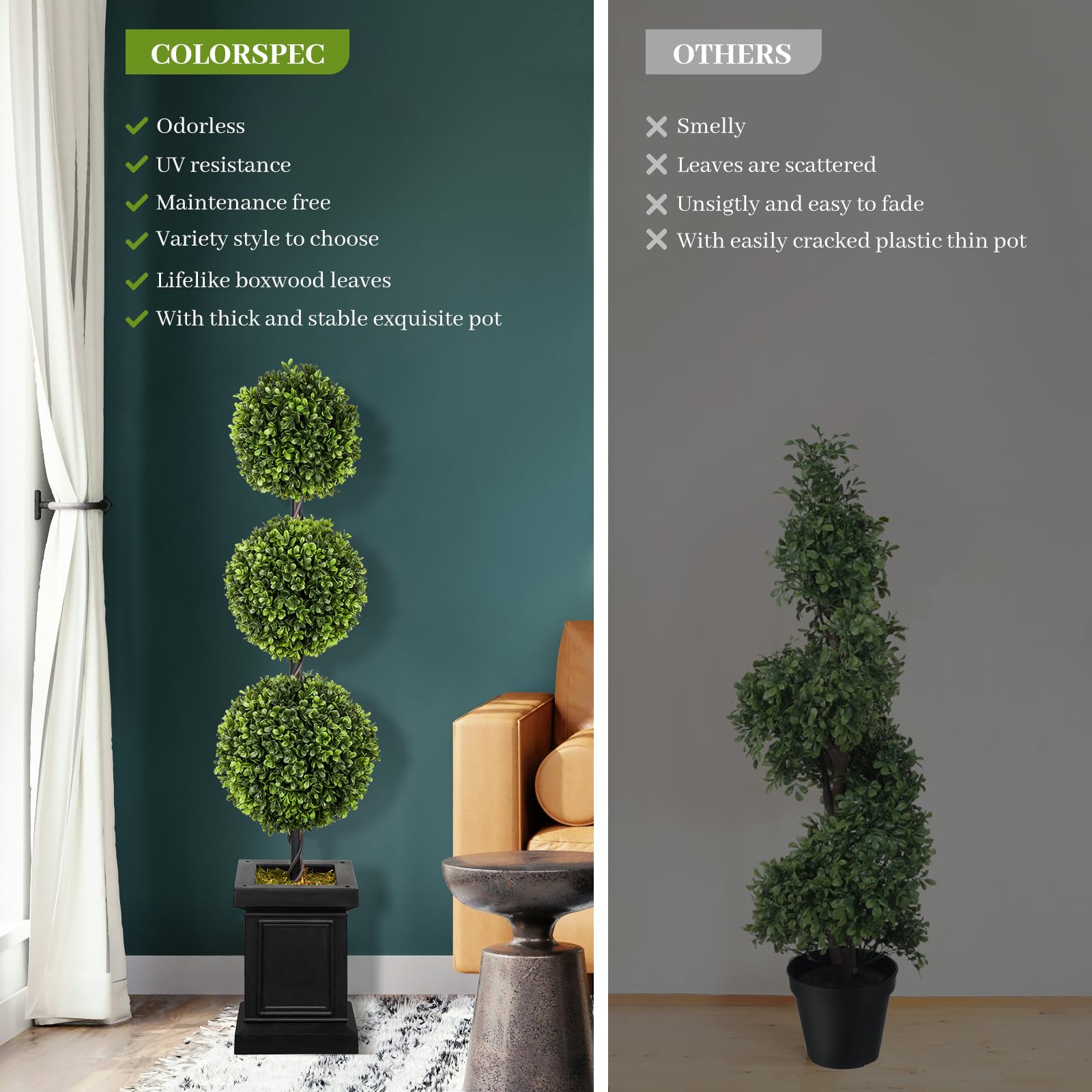 Colorspec Boxwood Topiary ready for holidays and events with easy seasonal decorations.