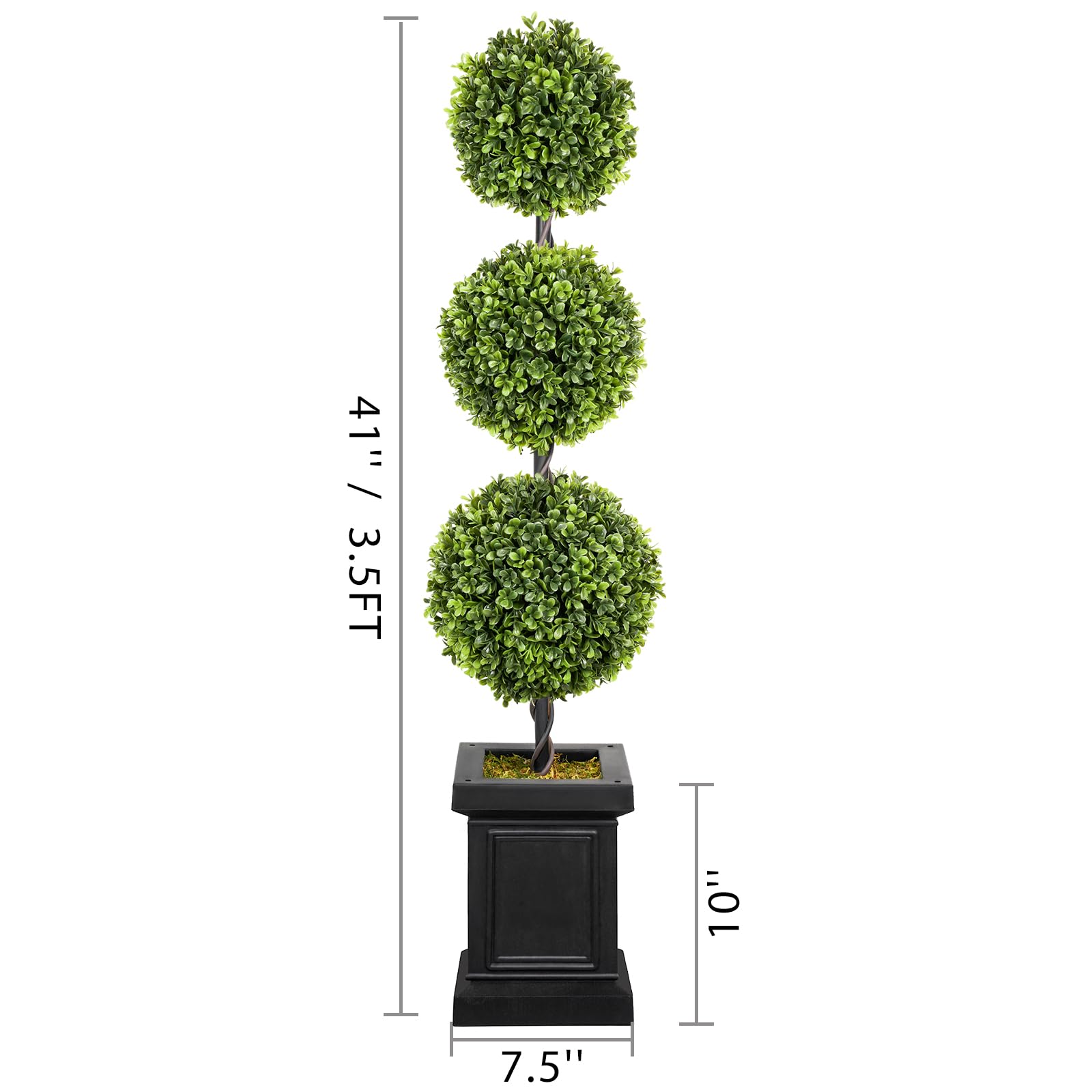 Colorspec Boxwood Topiary sturdy pot ensures a stable display on porches and tabletops.
