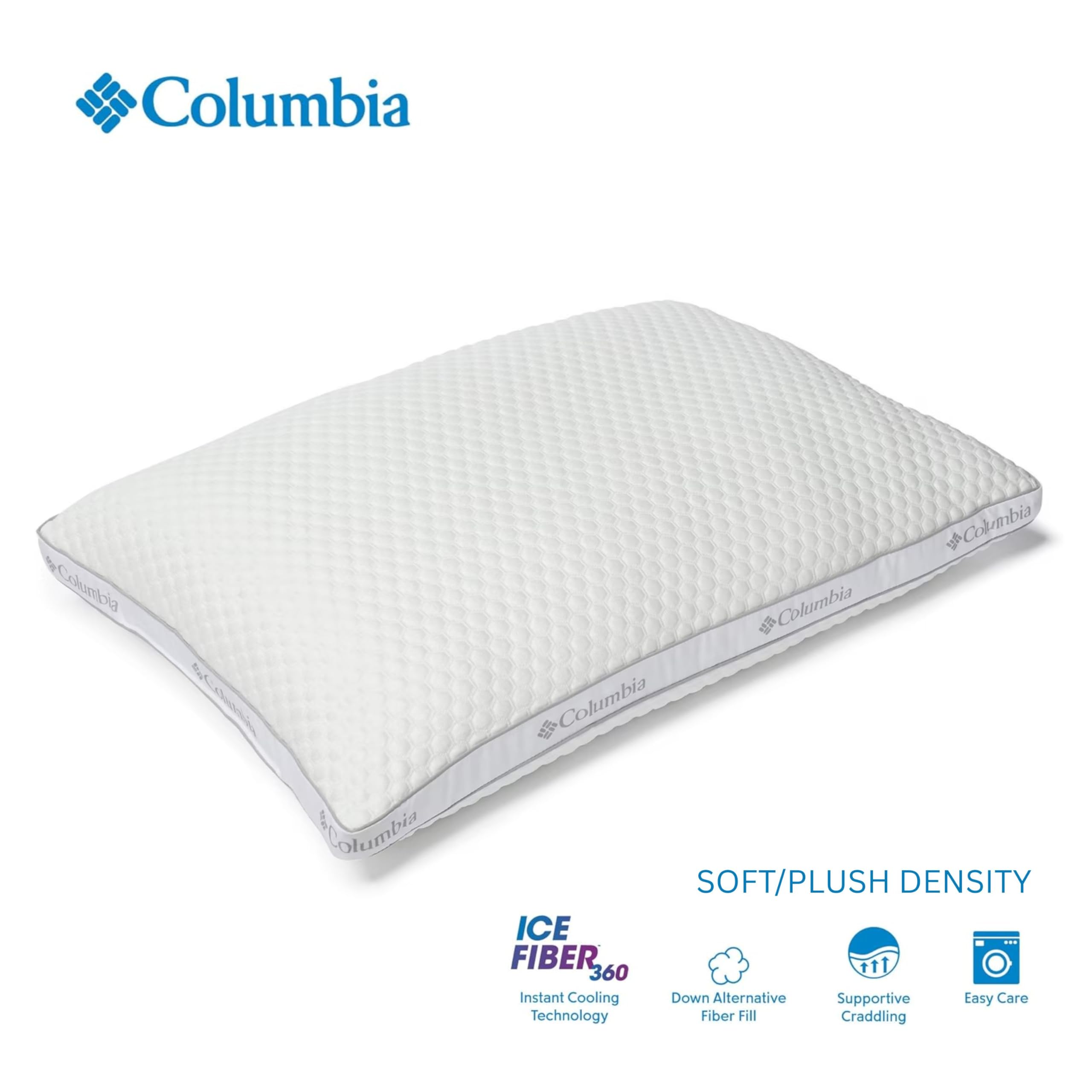 Columbia Comfort Ice Fiber Side Sleeper Pillow demonstrates ergonomic neck and spine support.