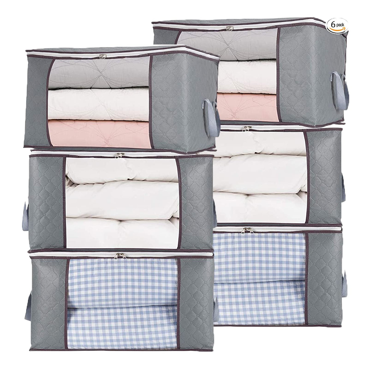 Combocube king-size comforter storage bag with breathable fabric and clear window for easy viewing