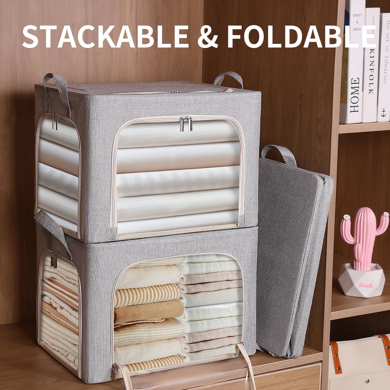 combocube 40L fabric bin close-up of sturdy metal frame and zipper