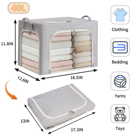 combocube foldable 40L storage box stacked in closet for space saving