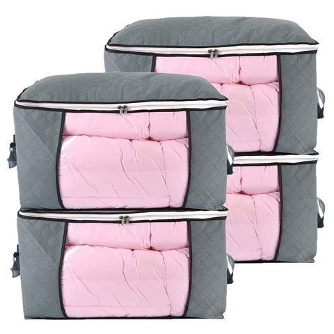 Combocube comforter storage bag with clear window for quick item identification.