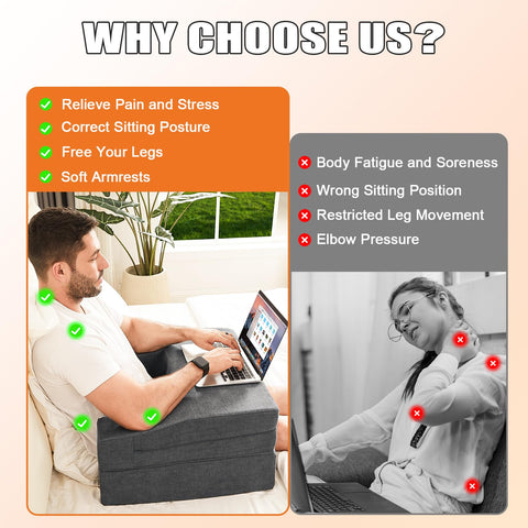 Comehealthy arm-rest pillow with cup holder ideal for beverages during work