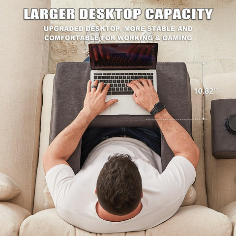 Comehealthy lap desk pillow gray side view supporting comfortable arm rest
