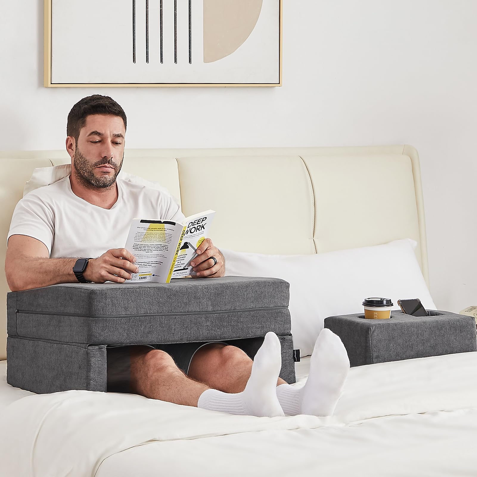 Comehealthy lap desk pillow on sofa supports laptop setup and reading