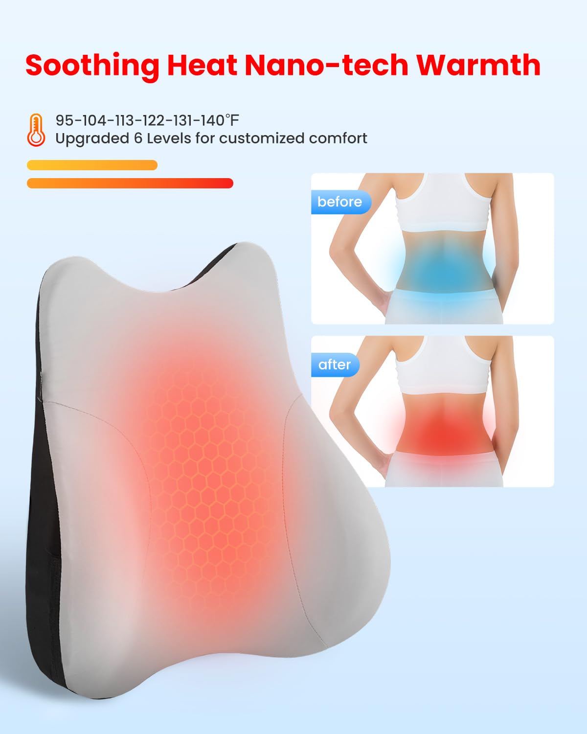 COMFIER lumbar pillow with adjustable timer for flexible use