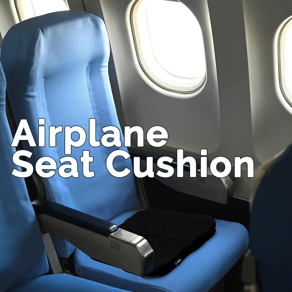 ComfiLife Ergo-Gel Airplane Seat Cushion compact size fits tight airplane seats.