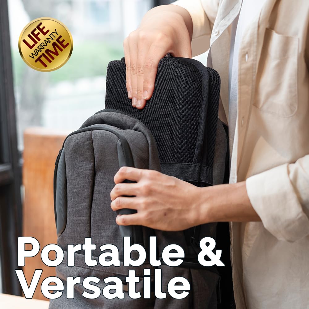 ComfiLife Ergo-Gel Airplane Seat Cushion used on a kayak for even weight distribution.