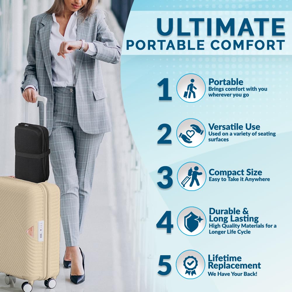 ComfiLife Ergo-Gel Airplane Seat Cushion open to full size for maximum comfort on planes.
