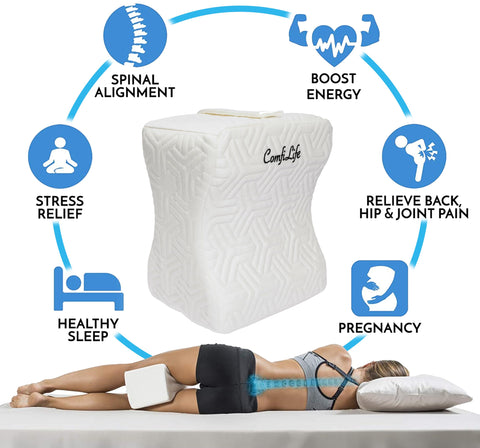 Nightly setup with the ComfiLife knee pillow for side sleeping